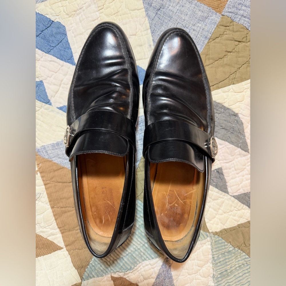 Gucci Interlocking G Black Leather Slip On Loafers:Size 10 - Picture 14 of 14